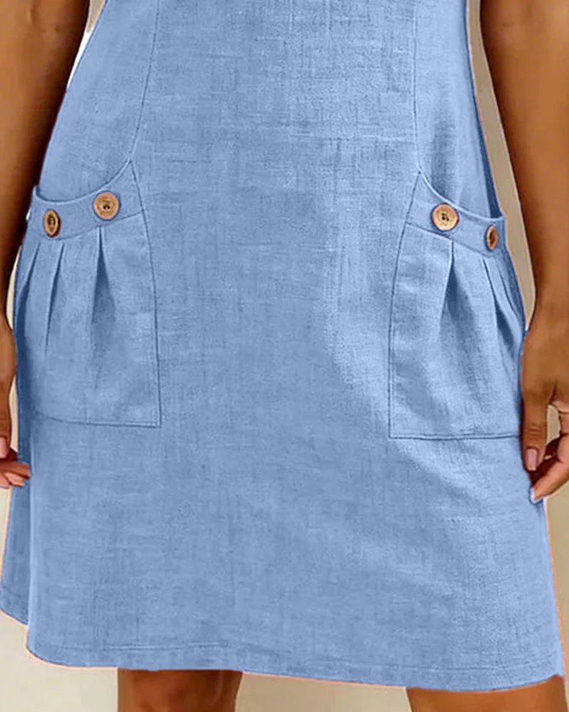 Luisa | A-Linie Kurze Ärmel Tasche Reißverschluss Kleid