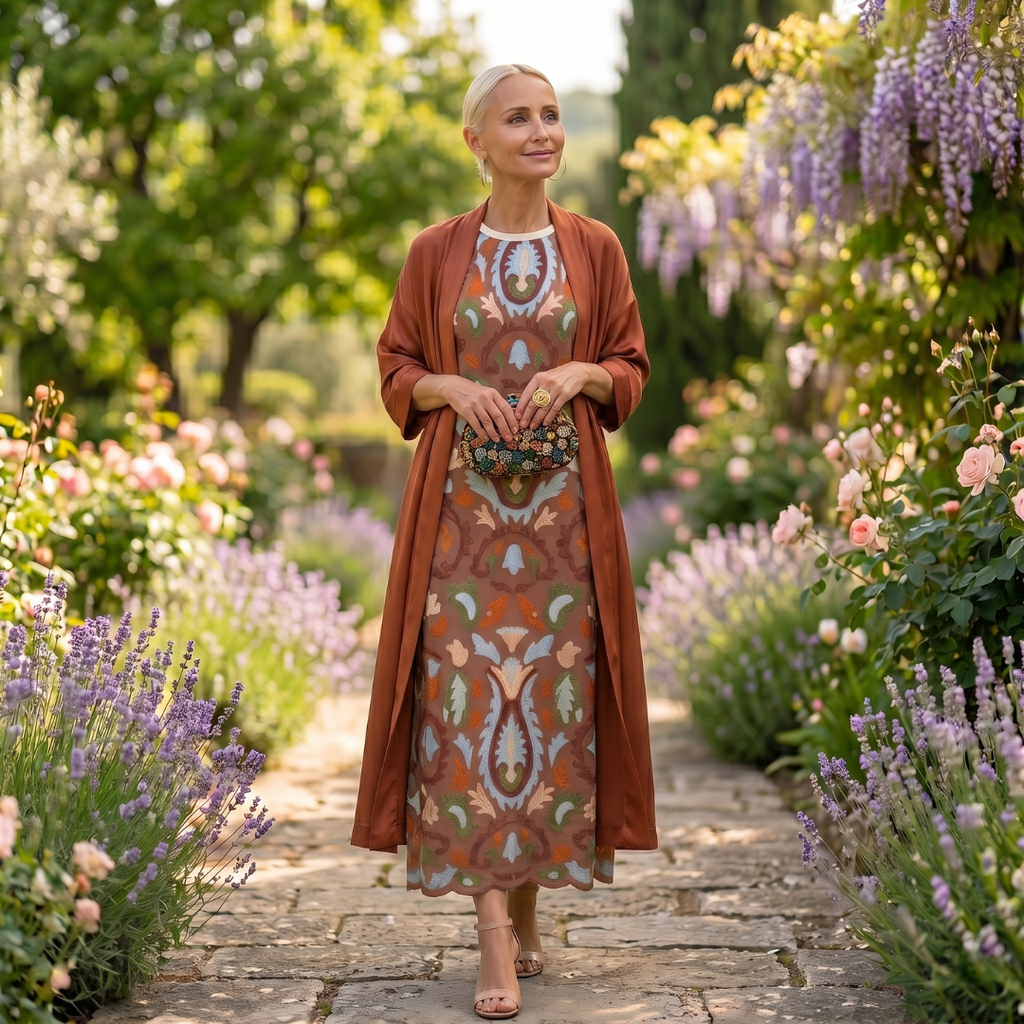 Aura | Langes Kleid mit passendem Gilet