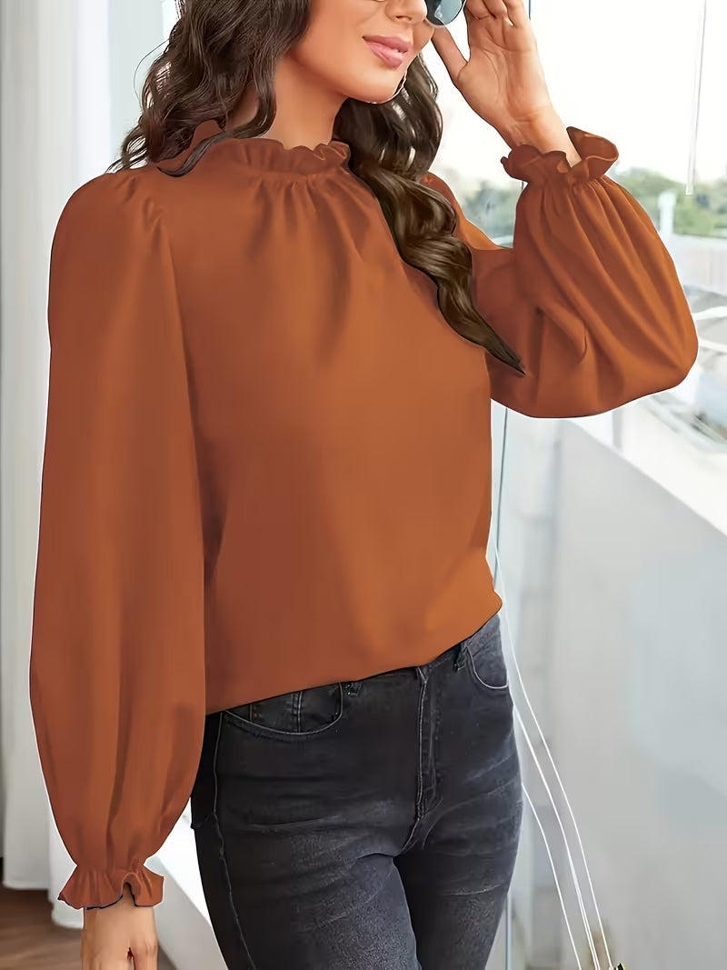 Lena | Bluse Mit Rüschenkragen Und Puffärmeln