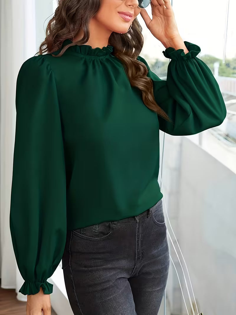 Lena | Bluse Mit Rüschenkragen Und Puffärmeln