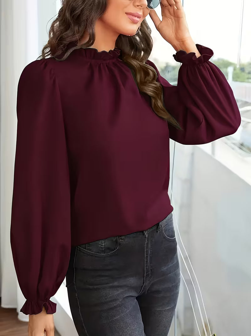 Lena | Bluse Mit Rüschenkragen Und Puffärmeln