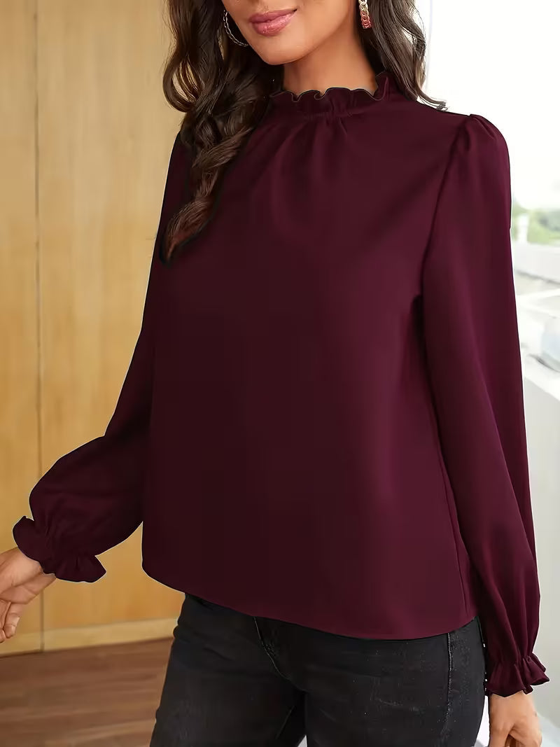 Lena | Bluse Mit Rüschenkragen Und Puffärmeln