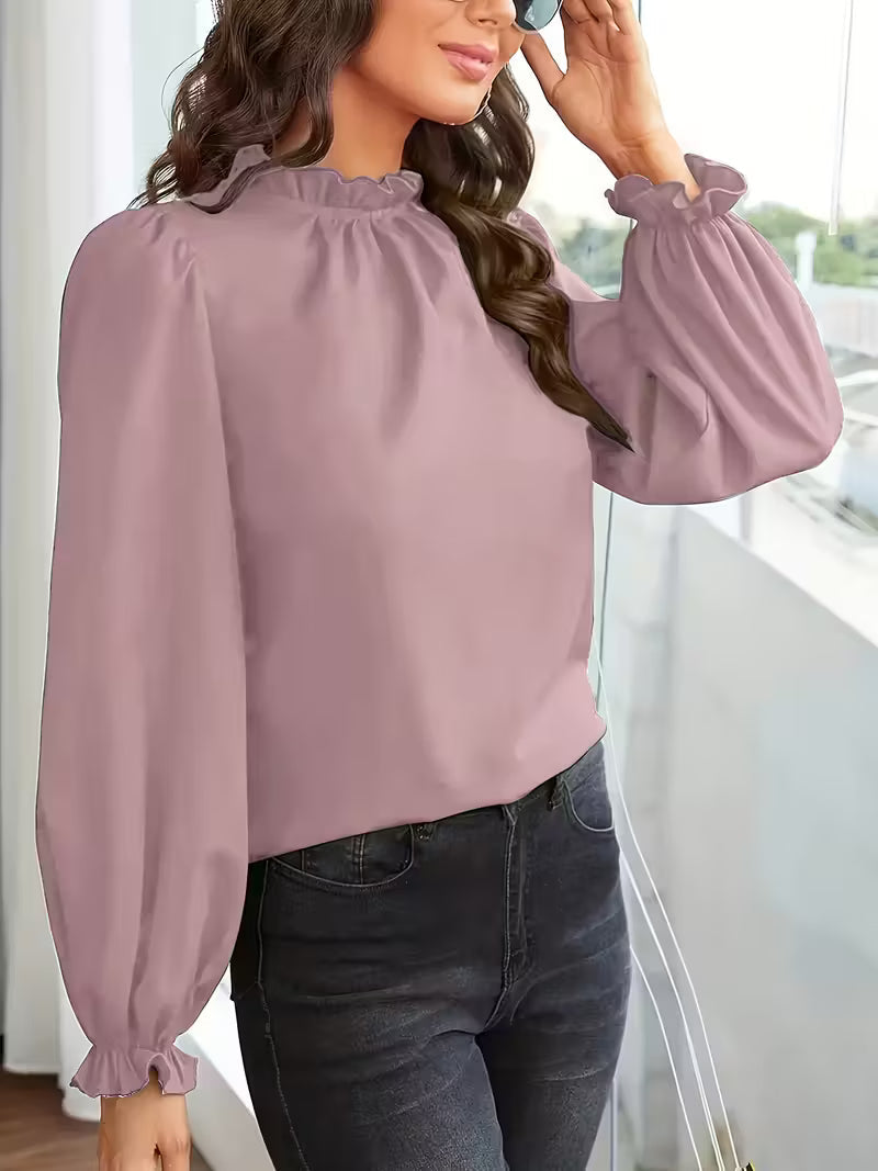 Lena | Bluse Mit Rüschenkragen Und Puffärmeln