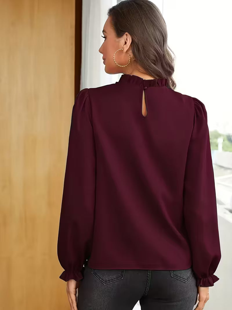 Lena | Bluse Mit Rüschenkragen Und Puffärmeln