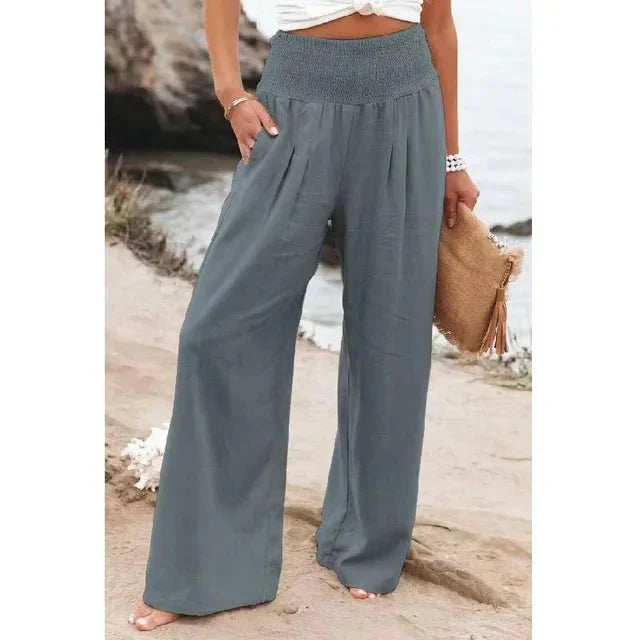 Antonina | Lange Hose aus Baumwolle und Leinen