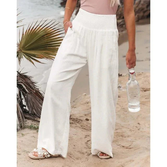 Antonina | Lange Hose aus Baumwolle und Leinen