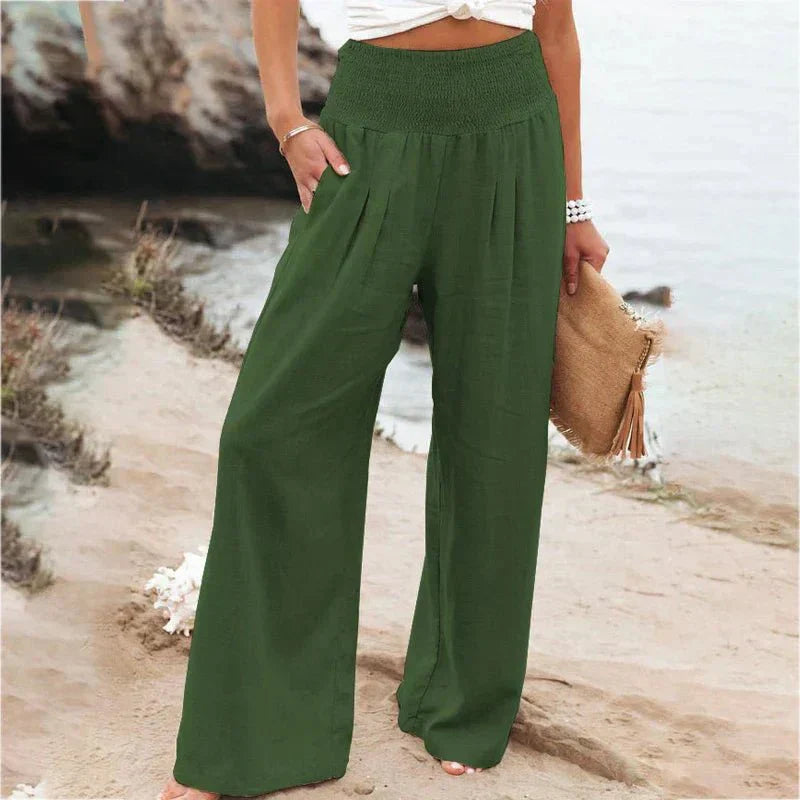 Antonina | Lange Hose aus Baumwolle und Leinen
