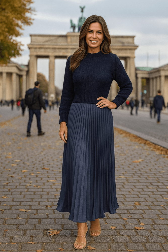 Michelle | Maxikleid mit Jersey und Faltenrock