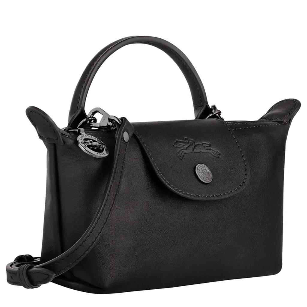 Mini Leder Longchamp Tasche - Schwarz