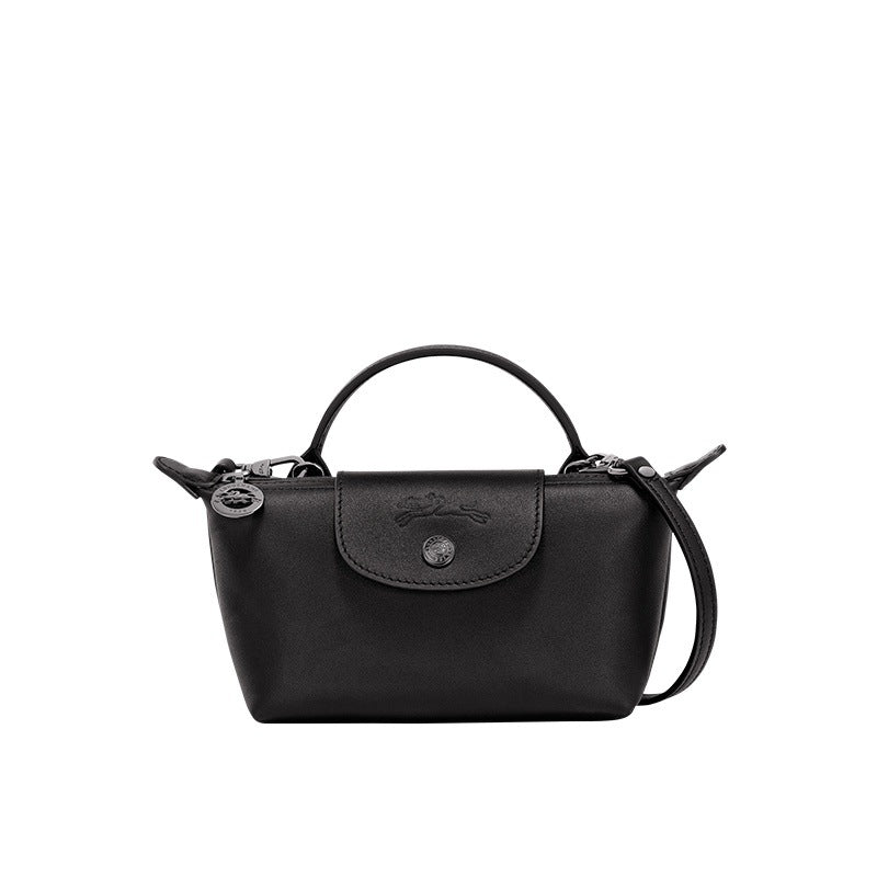 Mini Leder Longchamp Tasche - Schwarz