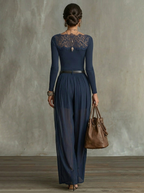 Serena Spitzen-Panel Top & Durchsichtige Weite-Hosen Set