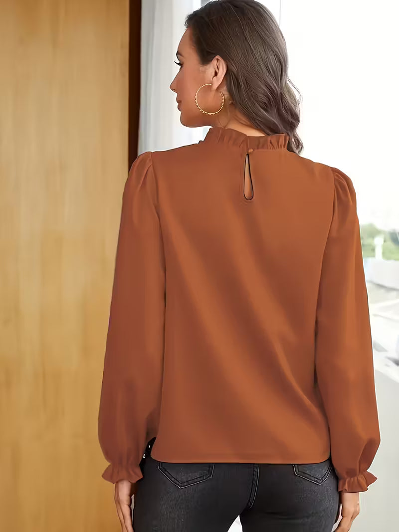 Lena | Bluse Mit Rüschenkragen Und Puffärmeln