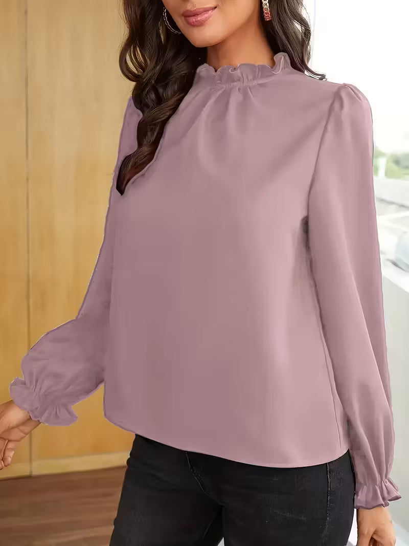 Lena | Bluse Mit Rüschenkragen Und Puffärmeln