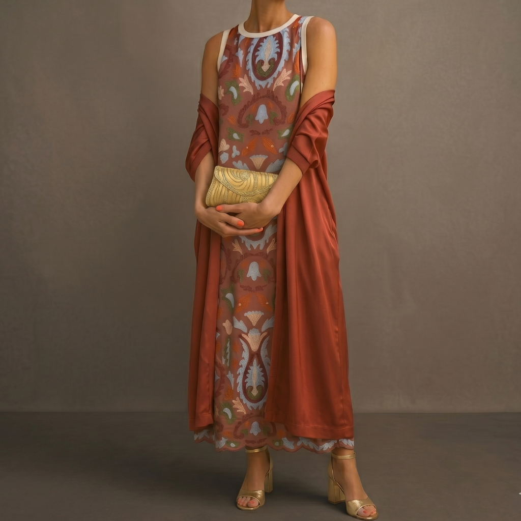 Aura | Langes Kleid mit passendem Gilet
