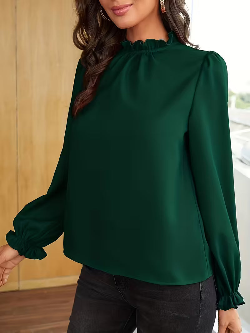 Lena | Bluse Mit Rüschenkragen Und Puffärmeln