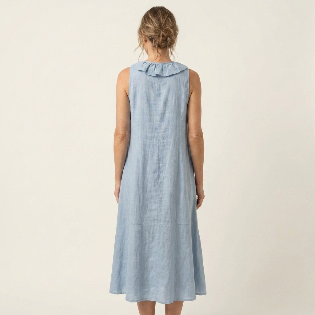 Vicky | Rüschenshirt V-Ausschnitt Ärmelloses Maxikleid