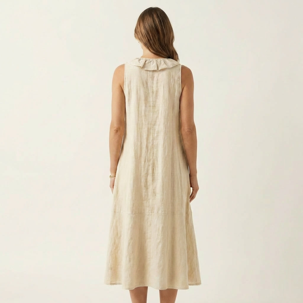 Vicky | Rüschenshirt V-Ausschnitt Ärmelloses Maxikleid