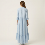 Jilana | Maxi-Kleid mit Stehkragen und Knopfleiste, Rüschensaum