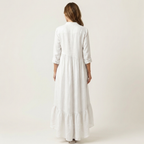 Jilana | Maxi-Kleid mit Stehkragen und Knopfleiste, Rüschensaum
