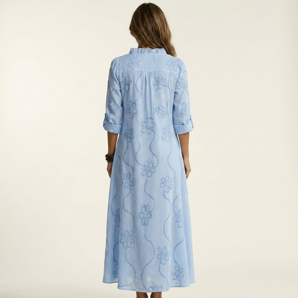 Mariam | Maxikleid mit tonalem Blumengestick