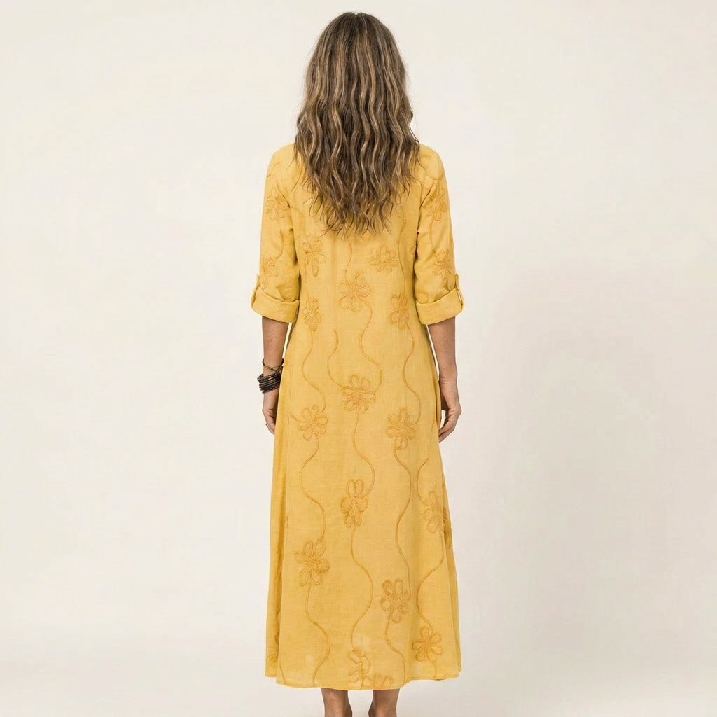 Mariam | Maxikleid mit tonalem Blumengestick
