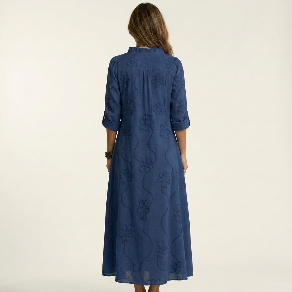 Mariam | Maxikleid mit tonalem Blumengestick