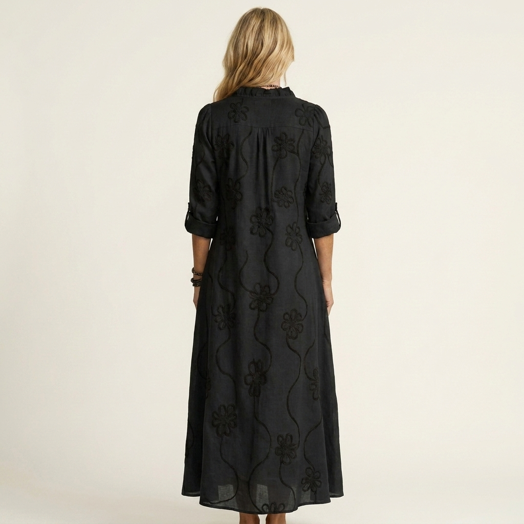 Mariam | Maxikleid mit tonalem Blumengestick
