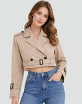 Madison | Kurzer, doppelreihiger Trenchcoat mit Gürtel für Damen