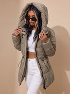 Amelia | Women's Fitted Faux Fur Hood Cropped Puffer Jacket