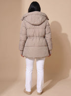 Amelia | Women's Fitted Faux Fur Hood Cropped Puffer Jacket