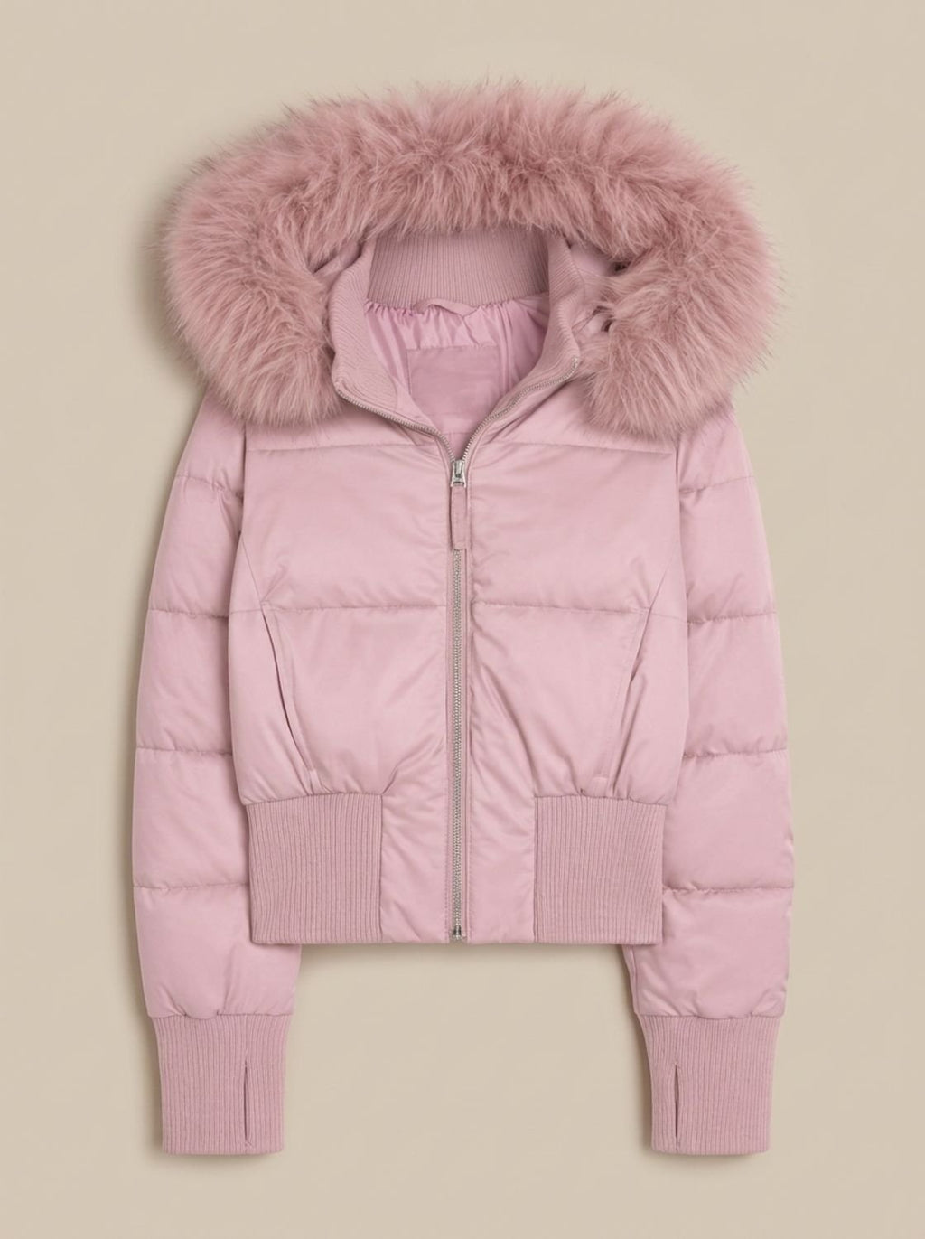 Amelia | Women's Fitted Faux Fur Hood Cropped Puffer Jacket