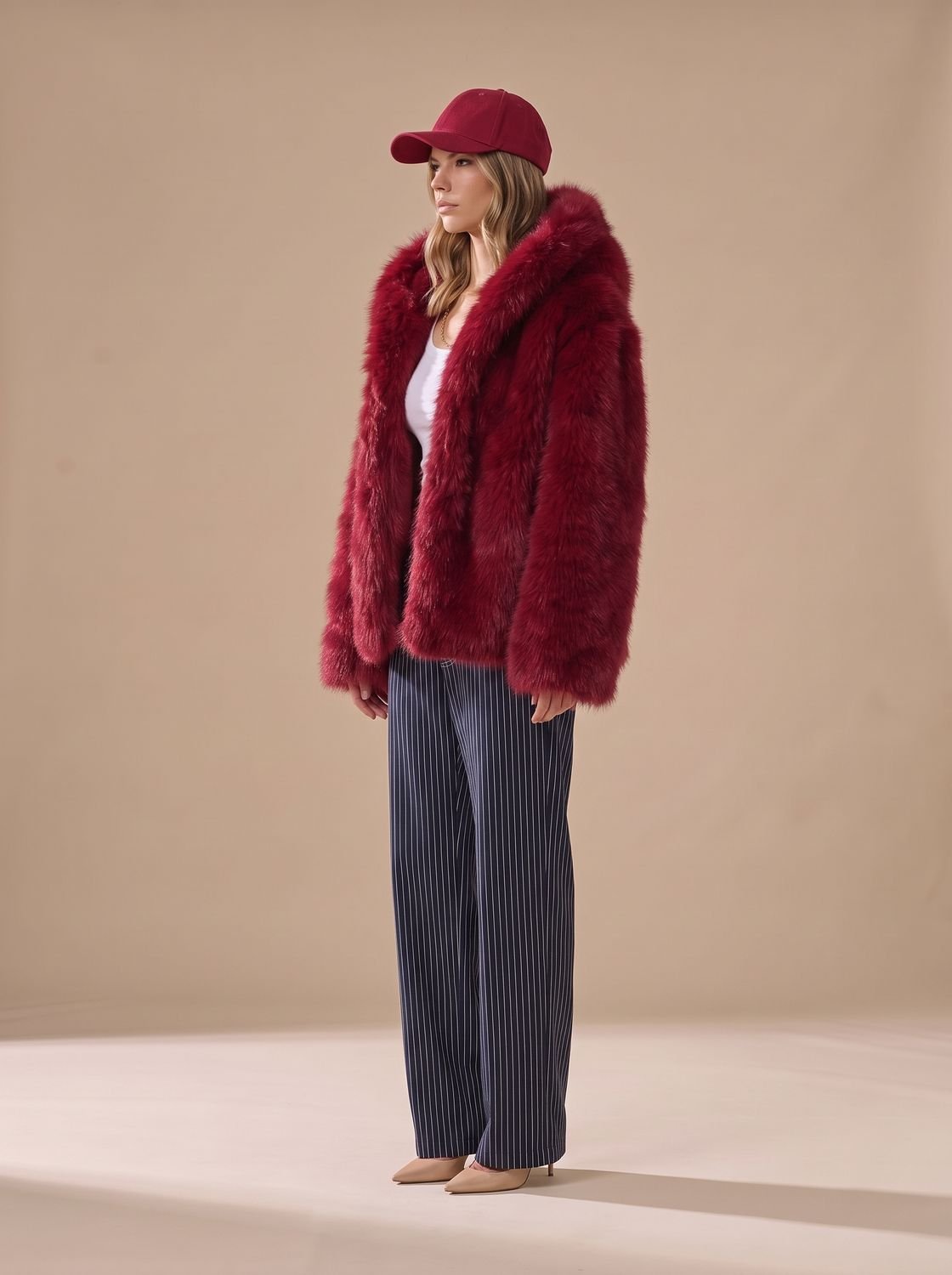 Aria | Women's Oversized Hooded Faux Fur Coat Long Sleeve Winter
