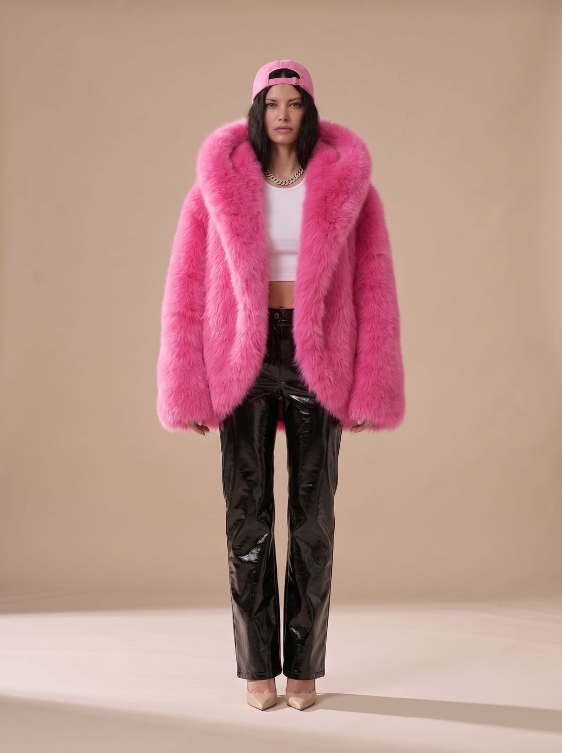 Aria | Women's Oversized Hooded Faux Fur Coat Long Sleeve Winter