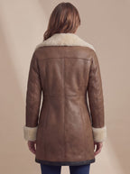 Aria | Women's Shearling-Collar Zip-Front Leather Winter Coat